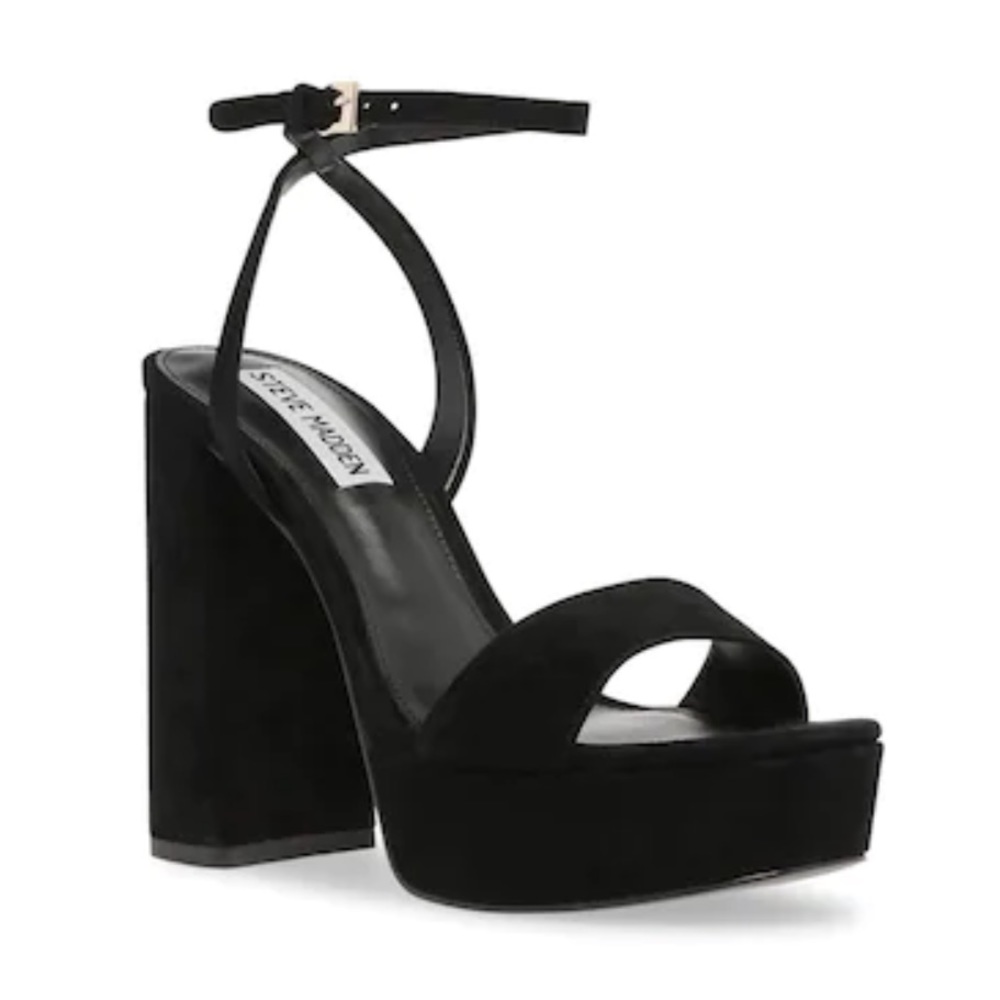 NWOT BLACK STEVE MADDEN LESSA PLATFORM SANDAL HEEL